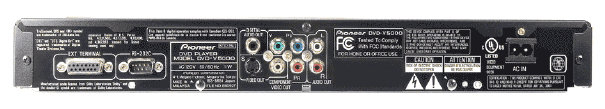 PIONEER DVDV5000 DVD PLAYER REAR PANEL VIEW