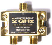 Monster cable tghz-2rf satellite splitter tghz2rf 2-Way Two Gigahertz Low-Loss RF Splitters