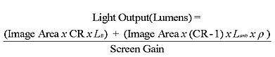 Projector lense light output equation