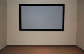 Draper's Onyx HD 106-inch Projection Screen Mounted