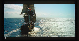 Studio Experience 92-Inch White Permanent Cinema Projection Screen Pirates Of The Caribbean Ship Image