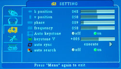 Boxlight CP718E Portable Multipurpose LCD Projector Setting Menu Display