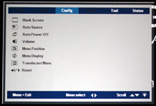 Boxlight Phoenix S25 Portable Mulitpurpose DLP Projector Config Menu Display