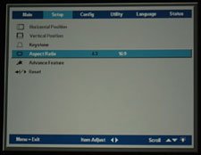 Boxlight TraveLight2 Ultra-Portable DLP Projector Setup Menu Display