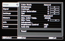 Epson Home Cinema 6100 LCD Projector Image Menu Display