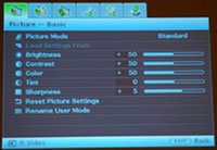 BenQ W5000 DLP Video Projector Picture Menu Display