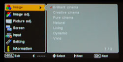 Sanyo PLV-Z60 LCD Home Theater Projector Image Menu Display