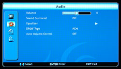 Nexus NX3203 HD LCD TV Audio Menu Display