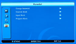 Nexus NX3203 HD LCD TV Parental Menu Display