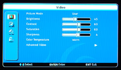 Nexus NX3203 HD LCD TV Video Menu Display