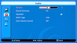 Nexus NX4203 HD LCD TV Audio Menu Display
