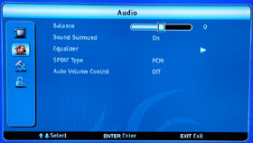 Nexus NX4703 HD Home Theater LCD TV Audio Menu